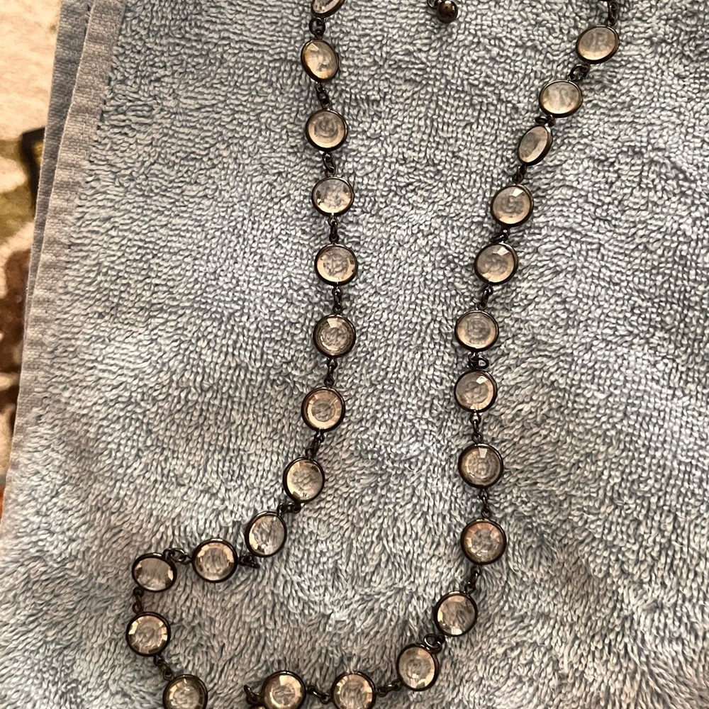 Elegant Silver Necklace with Crystal Details